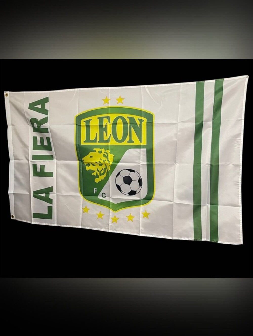 LEON FC White & Green Soccer Flag - LA FIERA 3x5 Inches.